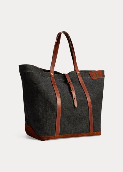 Men's Ralph Lauren Leather-Trim Denim Tote Bags | 943275JCU